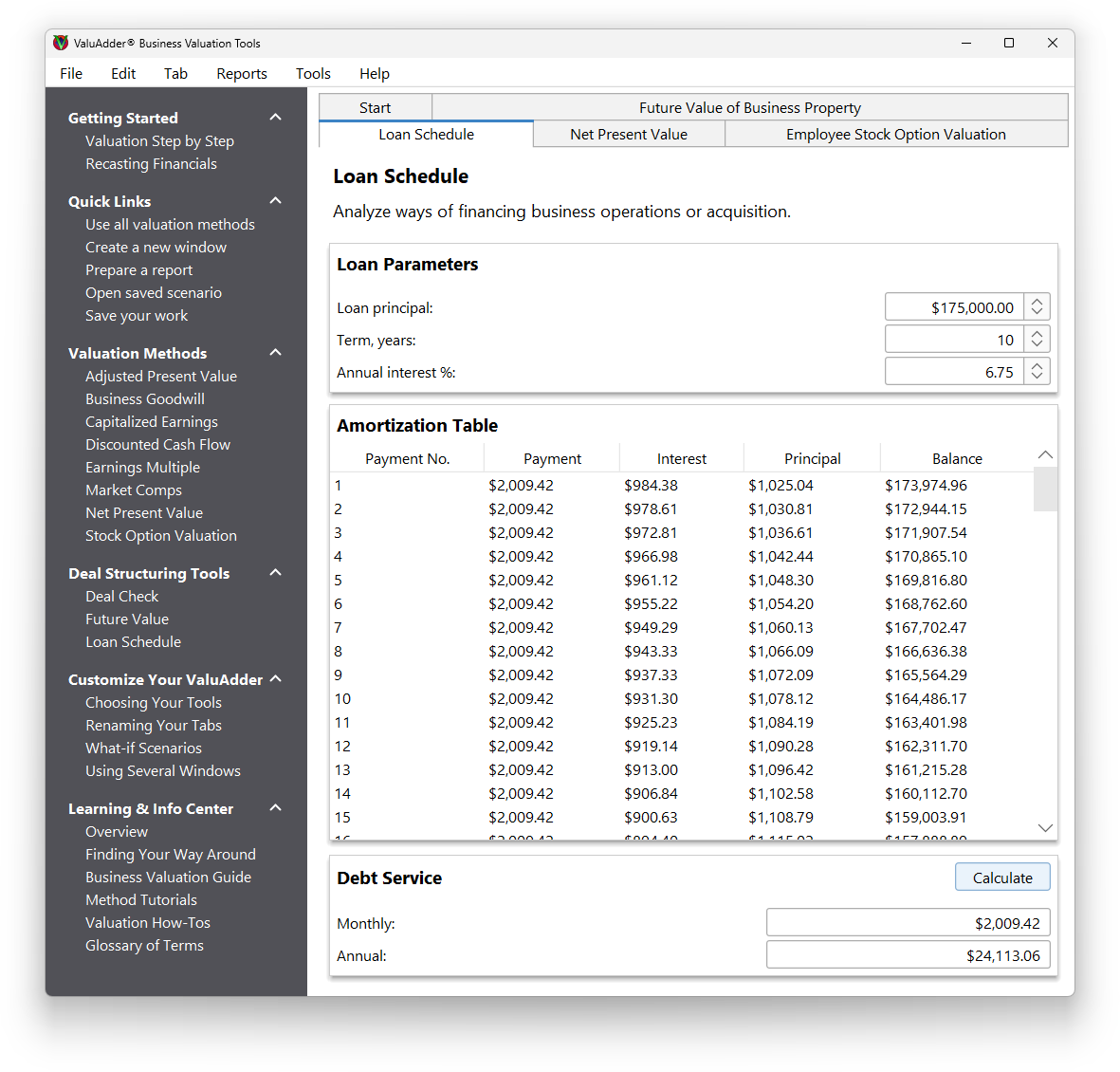ValuAdder - evaluate your options of financing a small business purchase Business purchase financing analysis